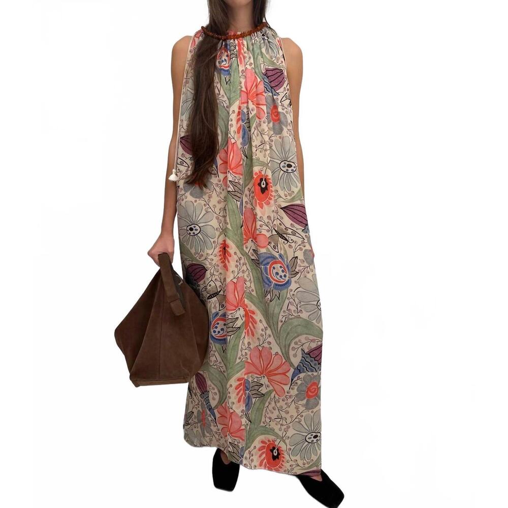 NEW RODEBJER lobelia dress in coral multi